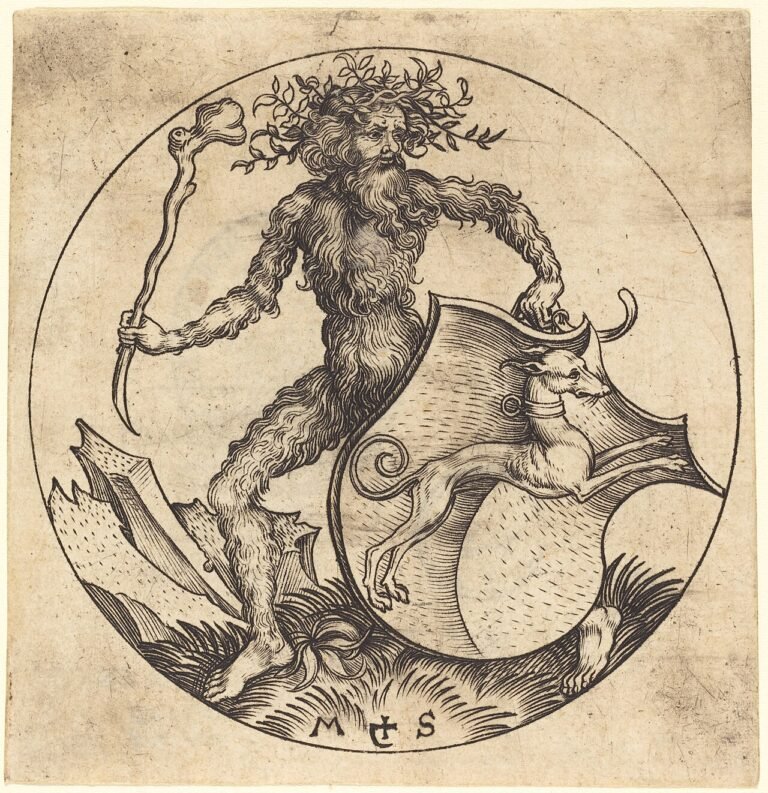 Grabado medieval de un hombre salvaje del bosque, imagen que evoca al Basajaun vasco