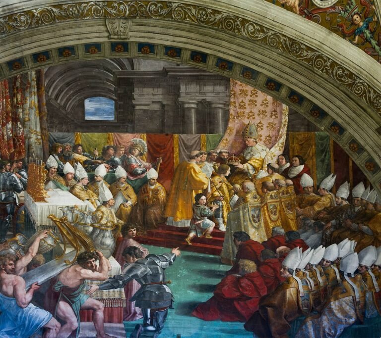 Coronación de Carlomagno como emperador por el papa en el año 800