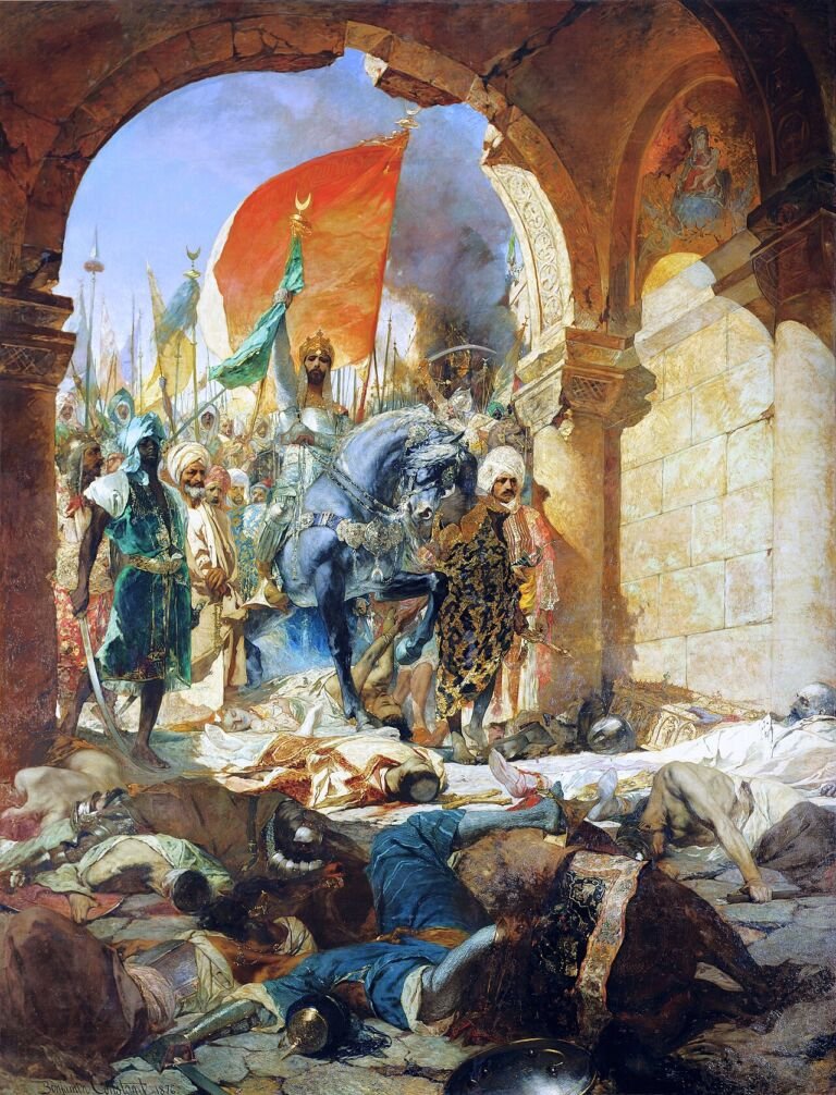 Pintura del siglo XIX con la entrada triunfal de Mehmed II en Constantinopla conquistada