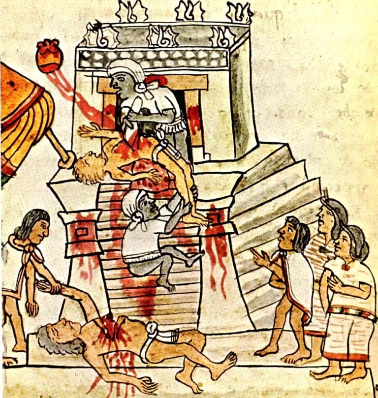 Huitzilopochtli, dios de la guerra mexica, dibujado en un códice colonial