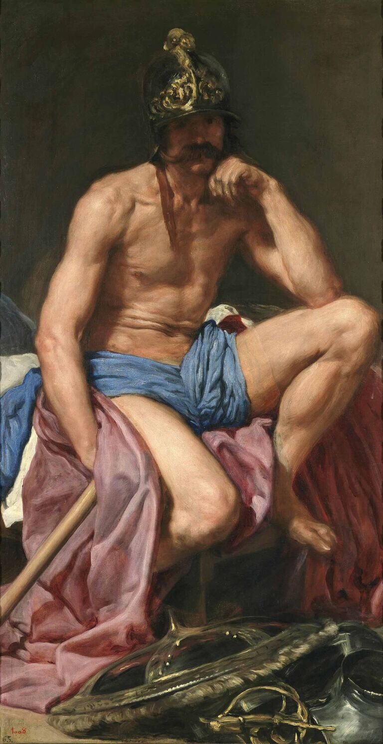 Marte en reposo pintado por Velázquez, dios de la guerra de los romanos