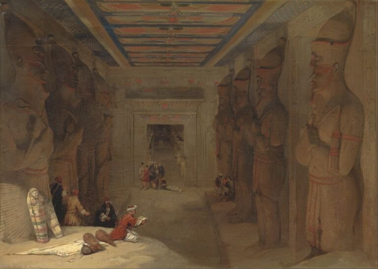 Colosos de Ramsés II en la fachada del templo de Abu Simbel
